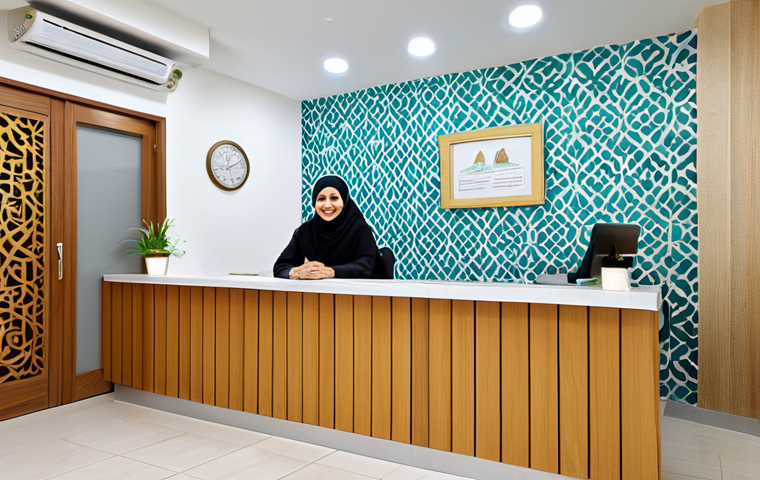 **
"A modern dental clinic waiting area in Dubai, filled with natural light. Middle Eastern patterns subtly incorporated into the décor. A friendly, hijab-wearing receptionist smiles warmly. Families and individuals, dressed in modest, contemporary Arabic clothing, are comfortably seated. Include Arabic calligraphy art on the walls. Focus on cleanliness, comfort, and a welcoming atmosphere. professional, modest, family-friendly, fully clothed, safe for work, appropriate content, perfect anatomy, natural proportions, well-formed hands, proper finger count."
**
