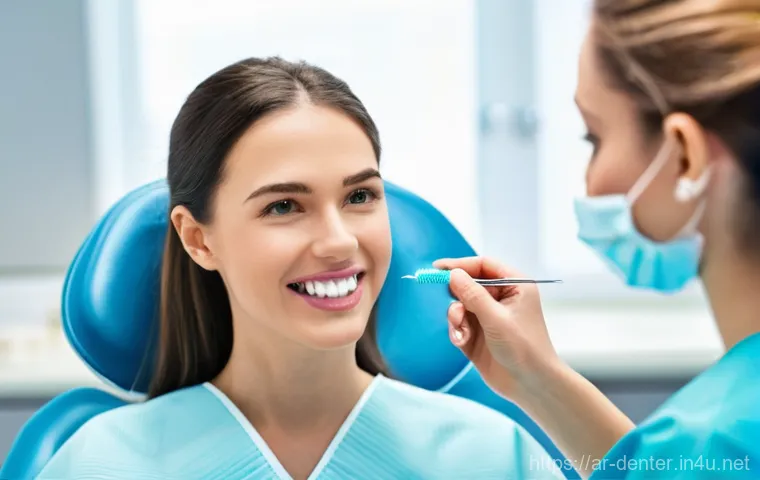 치과위생사 교정 관리 사례 - **Prompt:** A warm and caring female dental hygienist, in her late 20s to early 30s, wearing a clean...