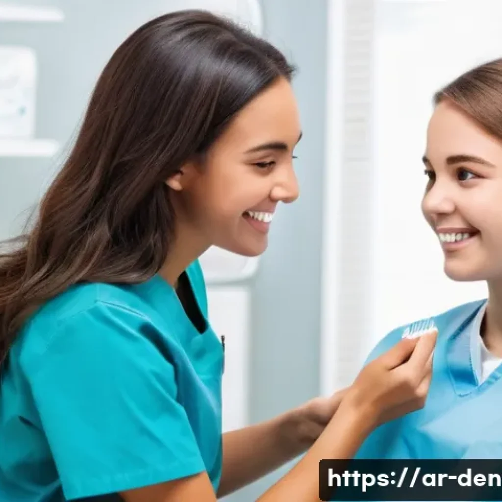 치과위생사 자격증 취득 가이드 - **Prompt:** A compassionate female dental hygienist with a warm smile, wearing professional, modest ...