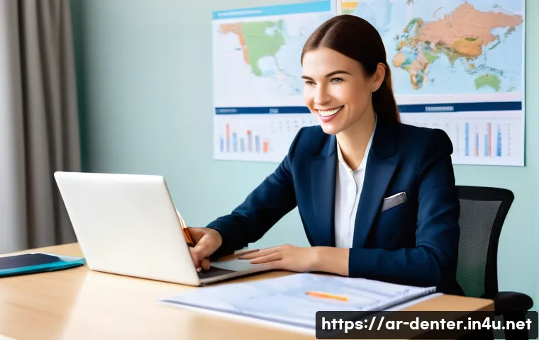치과위생사 해외 학술대회 준비 - **Prompt 1: Strategic Planning and Excitement for an International Conference**
"A female dental...