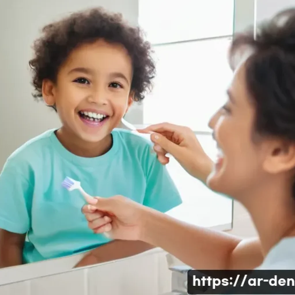 치과위생사 전문 용어 정리 - **Prompt: "A heartwarming, brightly lit scene in a modern, clean bathroom. A loving mother, with lon...
