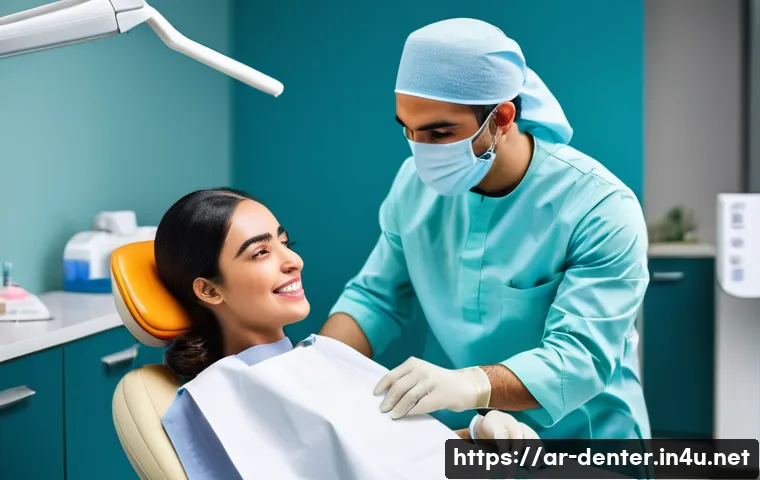 치과위생사 환자 케어 우수 사례 - A warm and professional dental clinic scene featuring an Arabic male dentist attentively listening t...