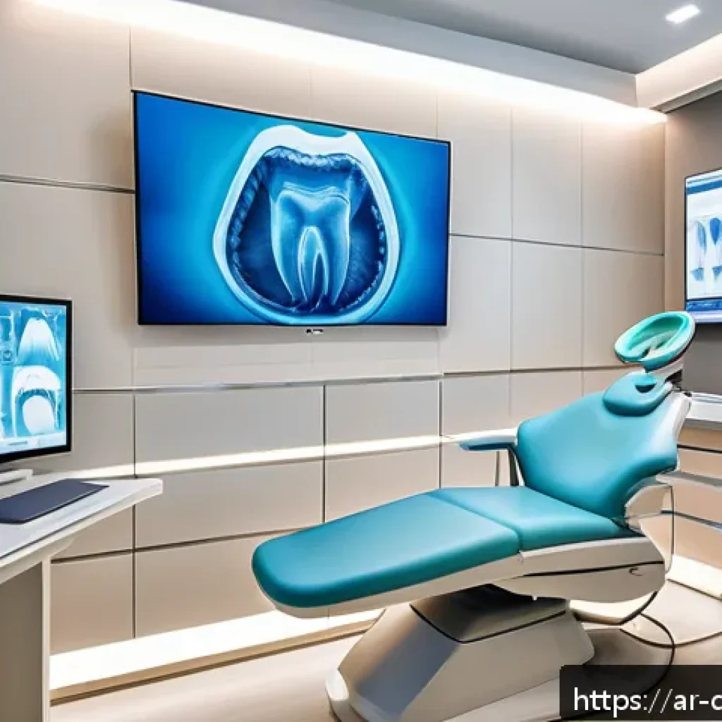 치과위생사 업무 효율화 기술 - A modern dental clinic scene showcasing a dentist using a high-tech 3D dental scanner to capture det...