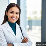 치과위생사 연봉 협상 팁 - A professional dental health specialist in a modern dental clinic setting, wearing a neat white lab ...